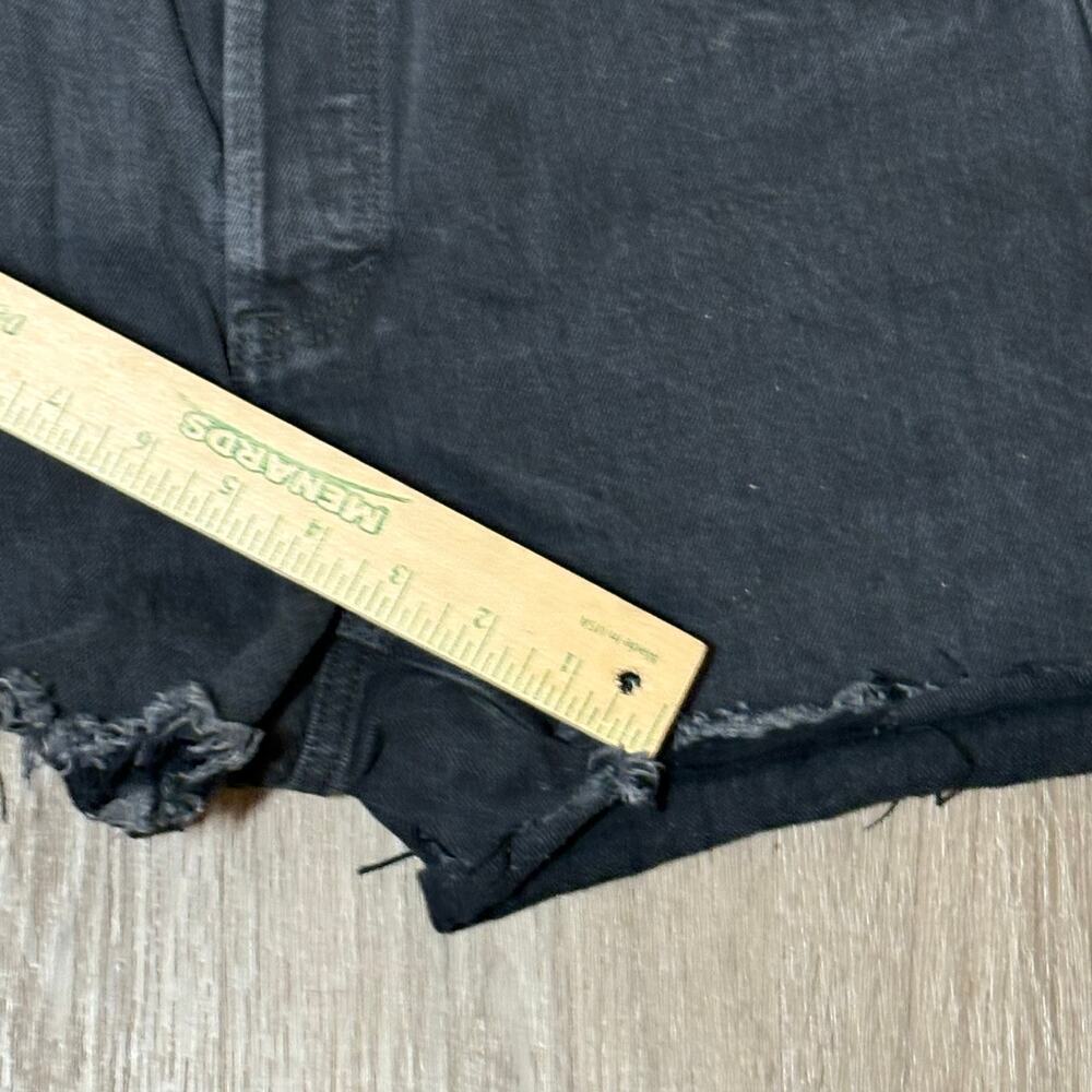 Free People We The Free Black Distressed Denim Shorts Size 31 Raw Hem Button Fly - Picture 6 of 10